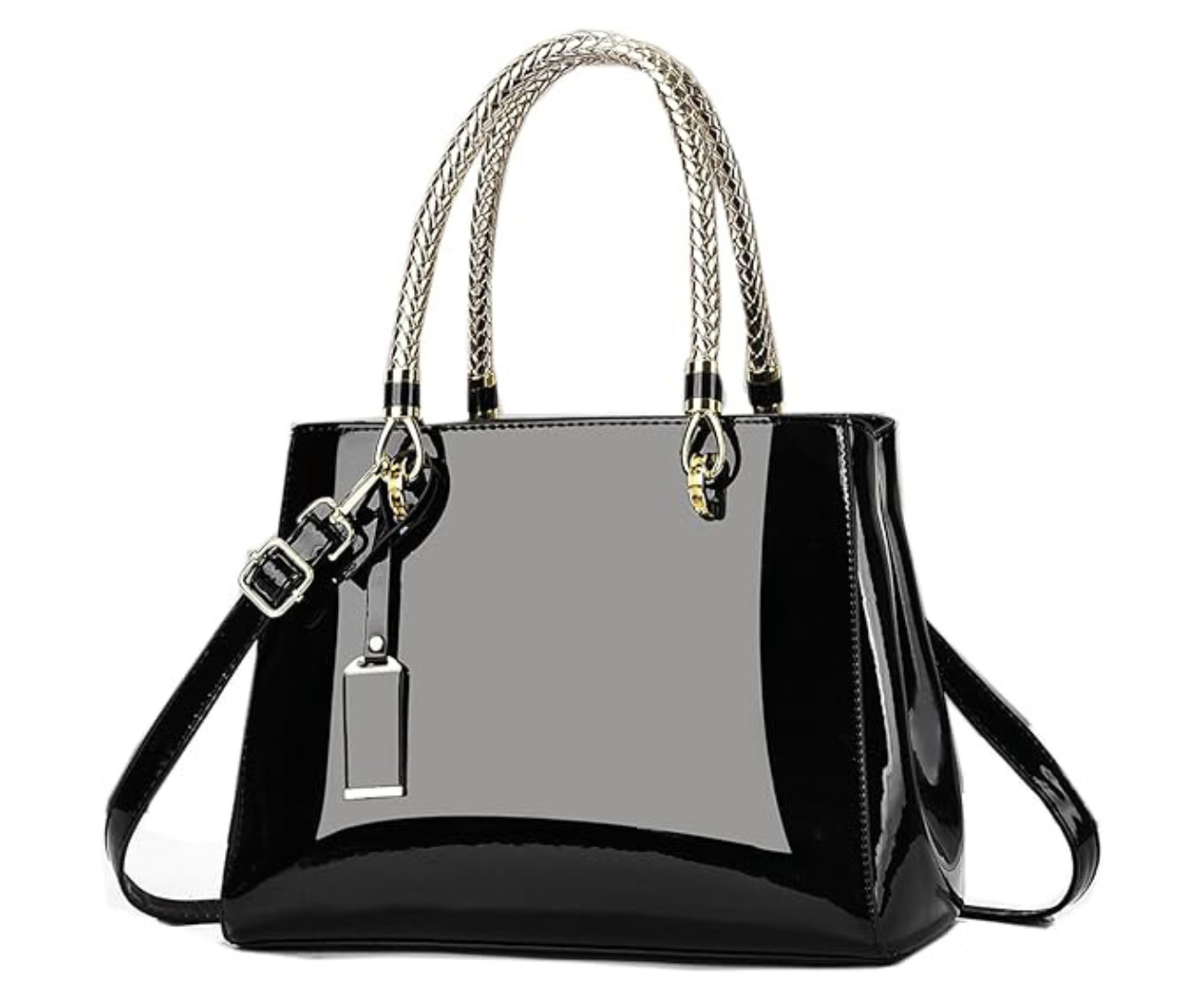 Bolsa de couro envernizado de ombro grande